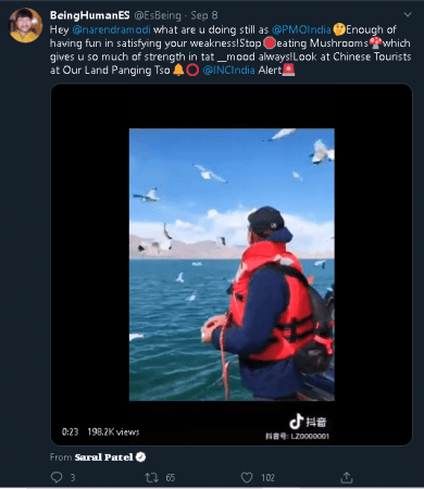 Video of Chinese tourists at Pangong Tso shared with false claim Video of Chinese tourists at Pangong Tso shared with false claim