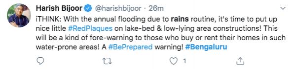 Bengaluru rains tweet