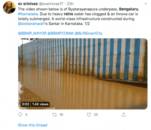 Bengaluru rains tweet