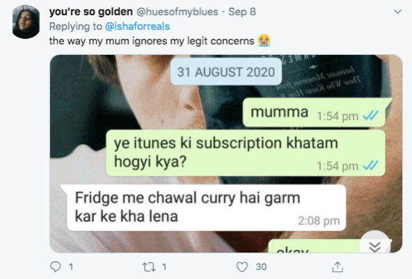 Mom and child texts