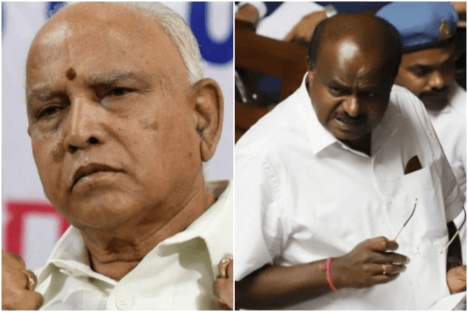 BS Yediyurappa meets HD Kumaraswamy in a closed-door meeting. BS Yediyurappa meets HD Kumaraswamy