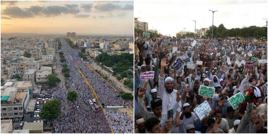 Anti Shia protest: Thousands on the streets of Karachi. Image: afreen/Twitter Anti Shia protest: Thousands on the streets of Karachi
