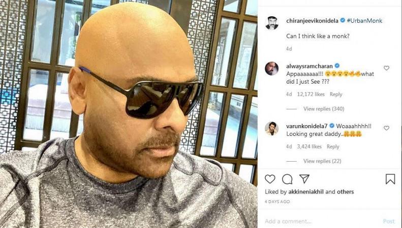 Chiranjeevi's bald look Chiranjeevi's bald look