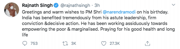 Rajnath Singh tweet
