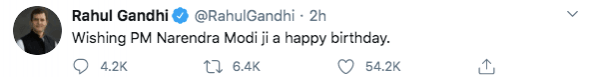 Rahul Gandhi wishes PM Modi