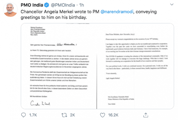 PMO India tweet