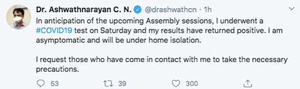 Ashwathnarayan tweet