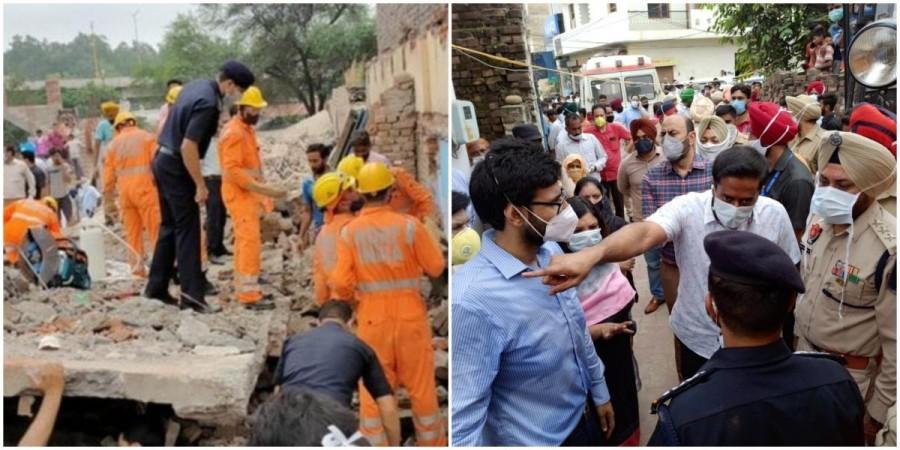 Building collapse in Mohali, Punjab. Image: twitter Building collapse in Mohali, Punjab