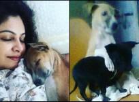 Ayesha Jhulka with her pet dog Ricky who died