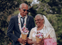 Elderly couple wedding photoshoot in Kerala