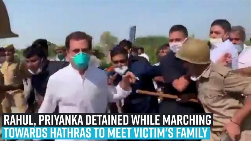 Rahul, Priyanka detained while marching towards Hathras to meet victim's family