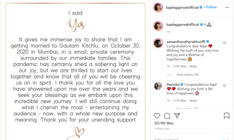 Sammantha wishes Kaajjal