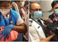 Woman delivers baby on board. Images: Twitter