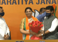 Congress spokesperson Khushbu Sundar joined the BJP in presence of senior party leaders in New Delhi.