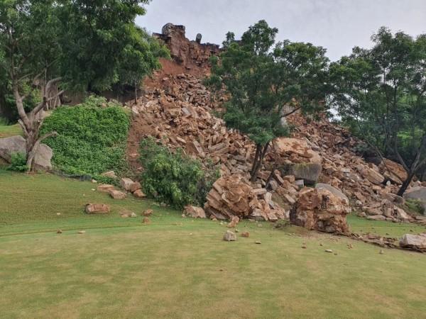 Golconda Fort wall collapse ---Credit social media