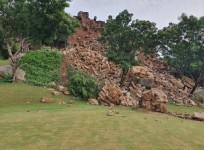 Golconda Fort wall collapse ---Credit social media