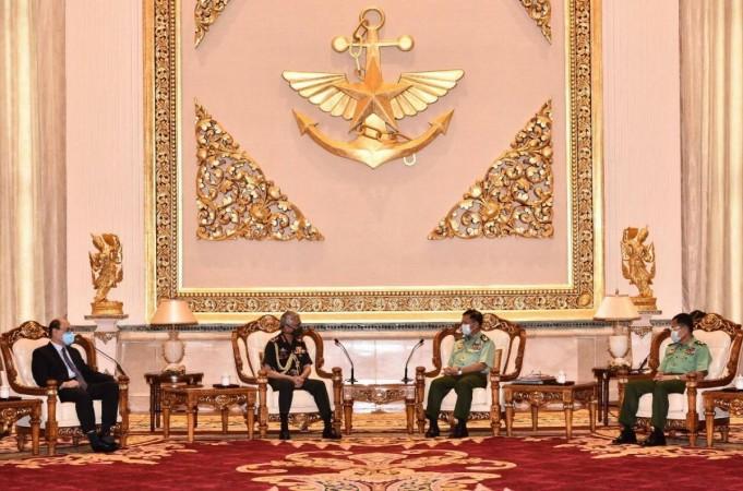Indian Army Chief Gen MM Naravane and Foreign Secretary Harsh Vardhan Shringla in Myanmar. General Naravane in Myanmar