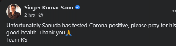 Kumar Sanu  covid 19 positive