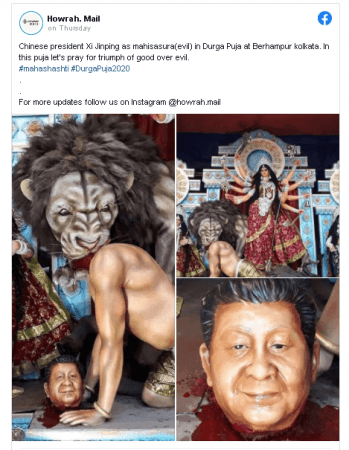 Bengal's Durga Puja pandal didn't replace Asur with Xi Jinping Bengal's Durga Puja pandal didn't replace Asur with Xi Jinping