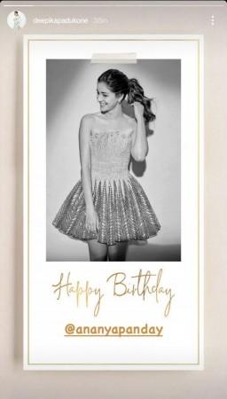Deepika Padukone's birthday wish for Ananya Panday Deepika Padukone's birthday wish for Ananya Panday