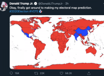 Trump Jr tweets world map painted red