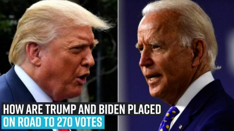 How are Trump and Biden placed on Road to 270 votes