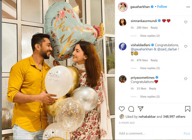 Screenshot of celeb wishing them
