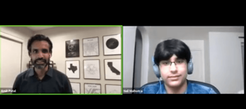 Young coder Neil Malhotra during an interaction with entrepreneur Amit Patel. Neil