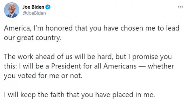 Joe Biden's tweet