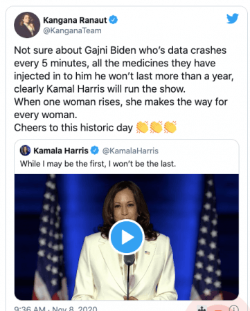 Kangana Ranaut on Joe Biden winning presidential election Kangana Ranaut on Joe Biden
