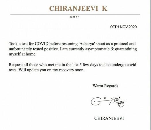 Chiranjeevu statement