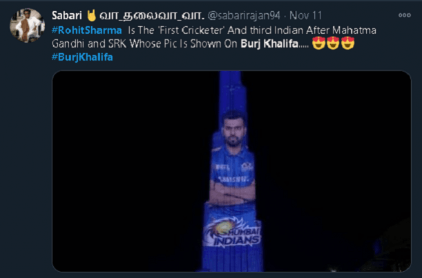 Morphed image of Burj Khalifa lighting up for Rohit Sharma doing rounds on the Internet Morphed image of Burj Khalifa lighting up for Rohit Sharma doing rounds on the Internet
