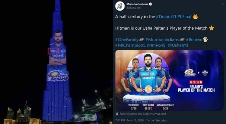 Morphed image of Burj Khalifa lighting up for Rohit Sharma doing rounds on the Internet Morphed image of Burj Khalifa lighting up for Rohit Sharma doing rounds on the Internet
