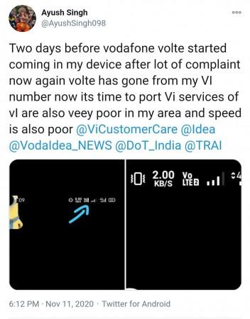 A user's tweet Vodafone
