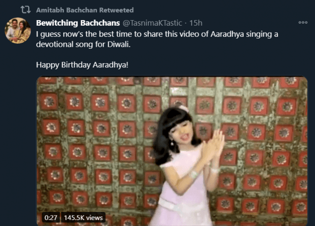 Amitabh Bachchan 's Twitter handle screen shot