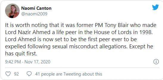 Lord Ahmed's misconduct