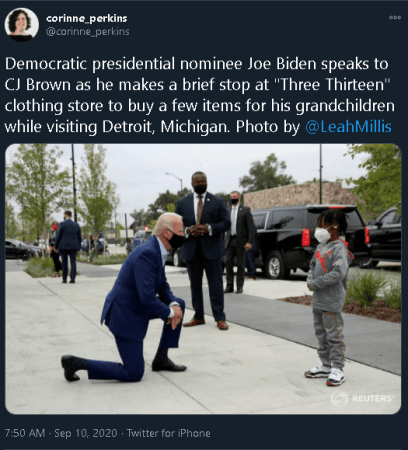 Old, unrelated image shared as Joe Biden apologising to George Floyd's daughter Old, unrelated image shared as Joe Biden apologising to George Floyd's daughter