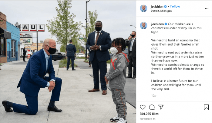 Old, unrelated image shared as Joe Biden apologising to George Floyd's daughter Old, unrelated image shared as Joe Biden apologising to George Floyd's daughter