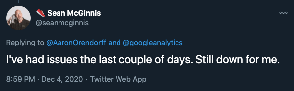 Google Analytics down