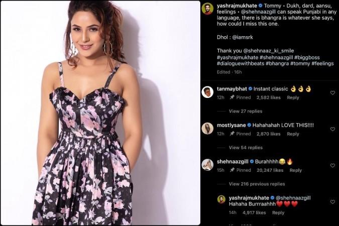 Shehnaaz Gill comments on Yashraj Mukhate's mashup featuring her