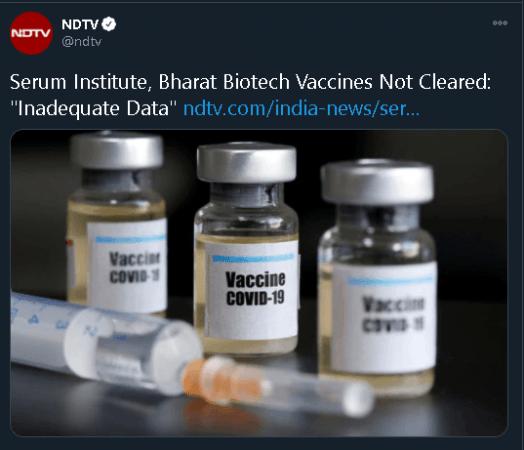 Serum Institute and Bharat Biotech's vaccines have not been rejected for emergency use Serum Institute and Bharat Biotech's vaccines have not been rejected for emergency use