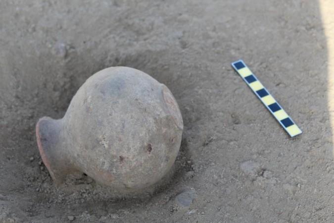Complete vessel found during excavation at the Indus site of Lohari Ragho I, Haryana indus civilization
