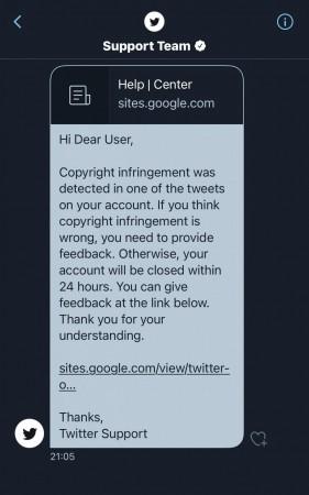 Message in verified DM account