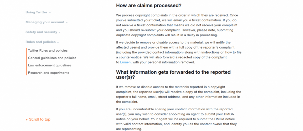 How twitter processes the claim