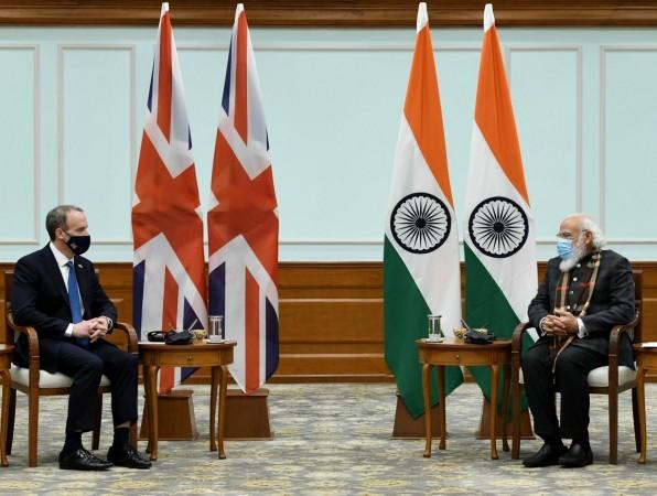 British Foreign Secretary Dominic Raab with PM Narendra Modi in New Delhi. Dominic Raab