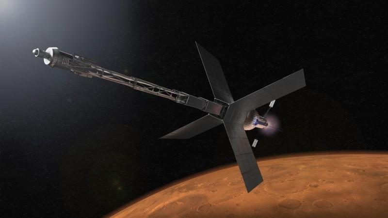 Illustration of a Mars transit habitat and nuclear propulsion system that could one day take astronauts to the Red Planet / IANS Mars transit habitat and nuclear propulsion system