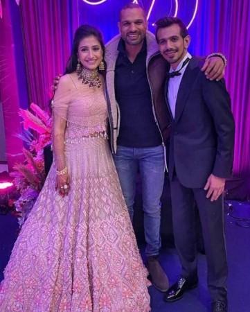 Shikhar Dhawan at Yuzvendra Chahal and Dhanashree Verma's reception