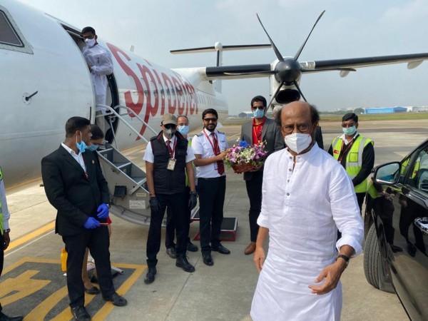 Rajini leaves to Hyderabad for Annaatthe shooting