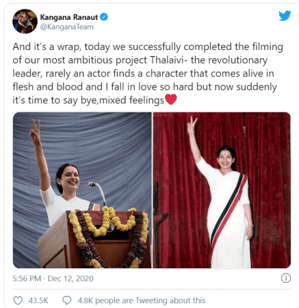Kanana completes Thalaivi