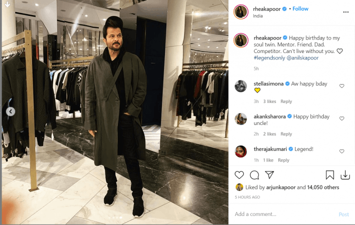Daughter Rhea kapoor wished daddy Anil Kapoor